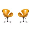 Manhattan Comfort Raspberry Faux Leather Adjustable Swivel Chair in Yellow and Polished Chrome (Set of 2) 2-AC038-YL